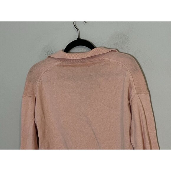Wilfred Aritzia Pullover Sweater Small Merino Wool Blend Collared V Neck Pink - Picture 7 of 16